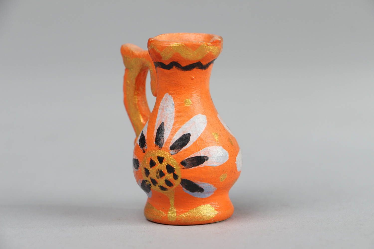 2 inches clay shelf decorative pitcher vase in orange color 0,06 lb photo 2