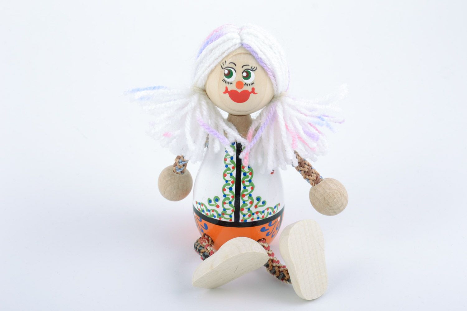 Beautiful painted handmade wooden eco toy Girl for children photo 4