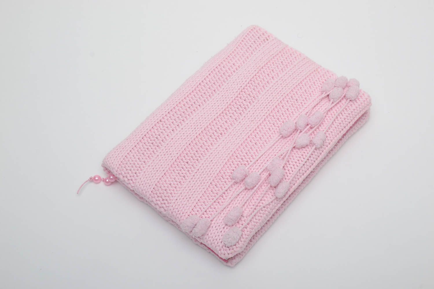 Handmade pink notebook with knitted cover photo 2