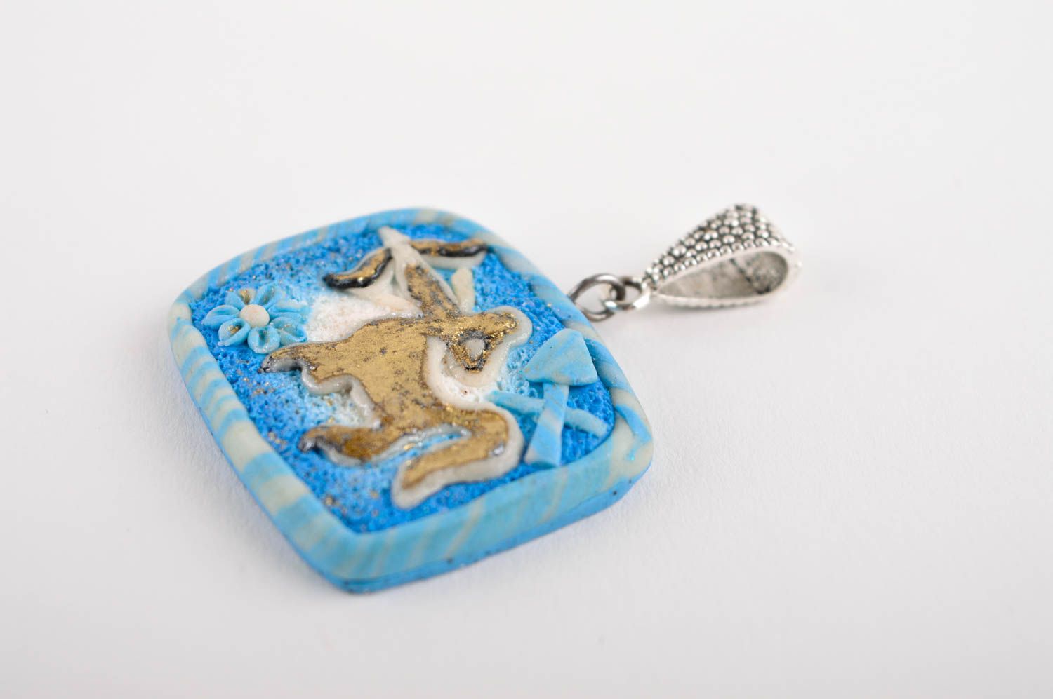 Beautiful handmade plastic neck pendant artisan jewelry polymer clay ideas photo 3