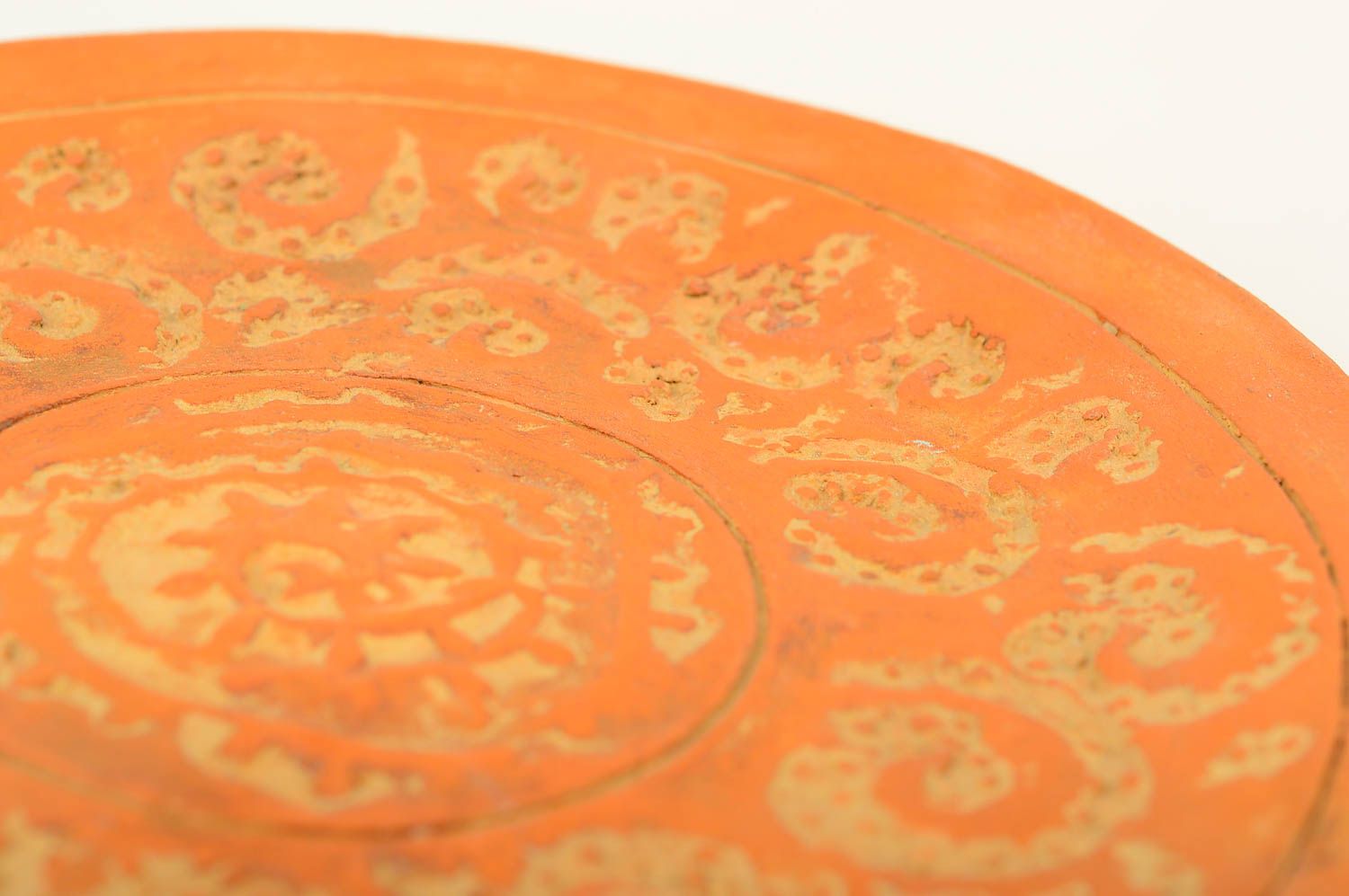 Керамическая тарелка хэнд мэйд глиняная посуда молочная керамика коричневая фото 4
