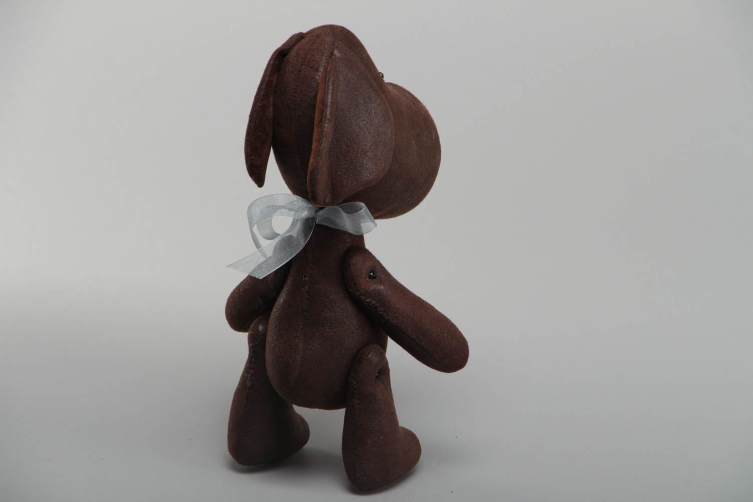 Handmade decorative toy dog made of suede soft beautiful children's present photo 4