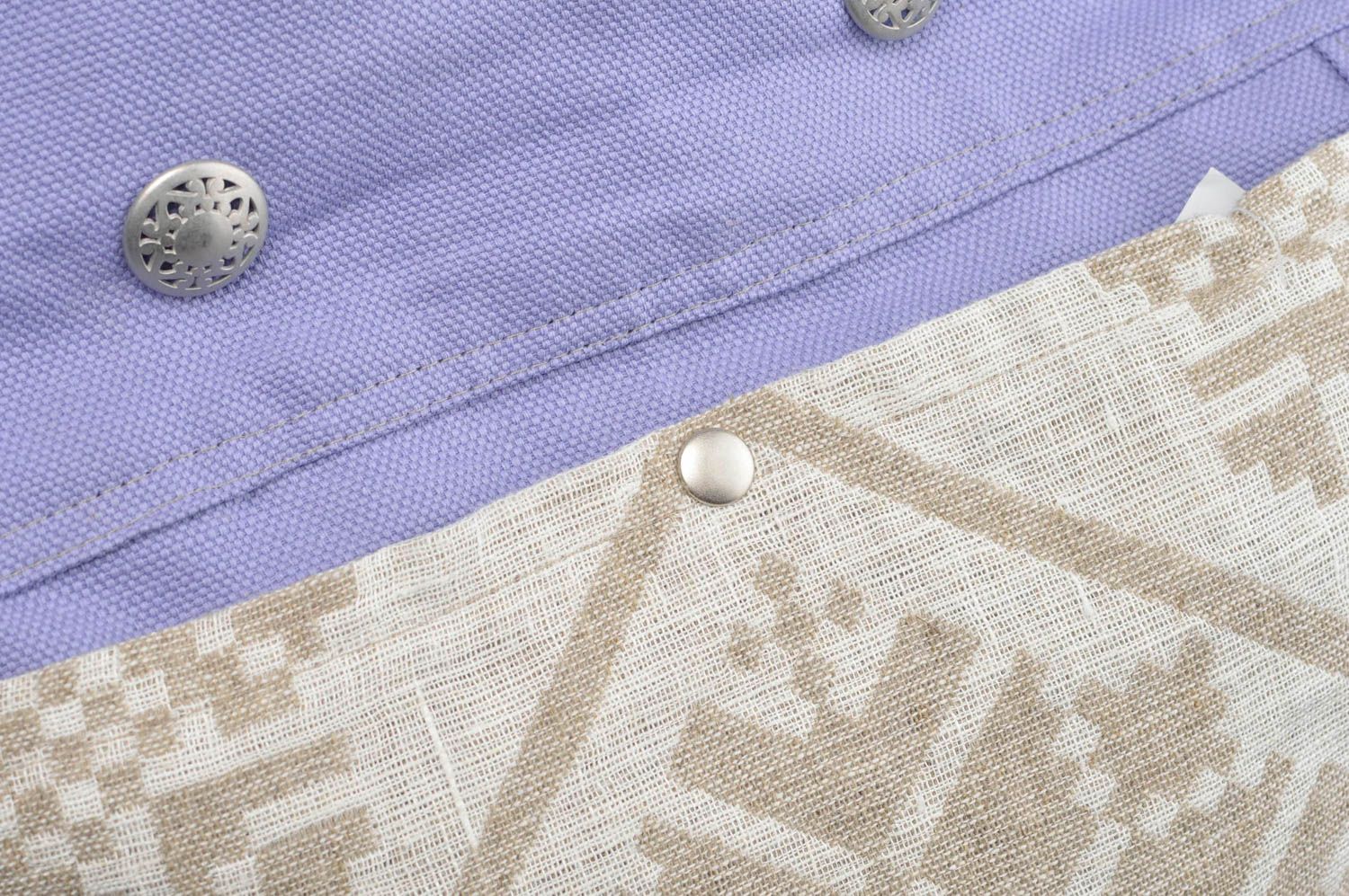 Sac en tissu fait main en lin et coton avec bandoulière avec pochette intérieure photo 5