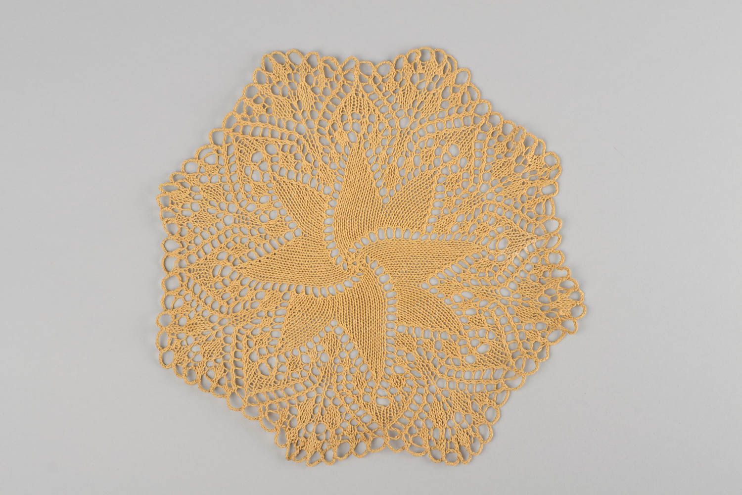 Napperon beige fait main Textile de table tricoté ajouré Décoration maison photo 3