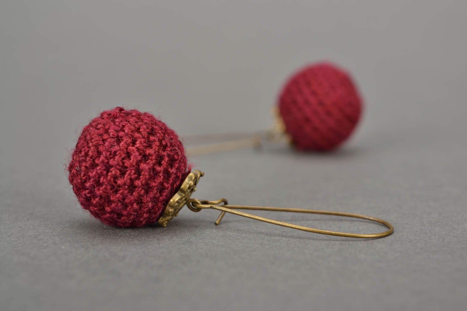 Round crochet earrings Cherries photo 5