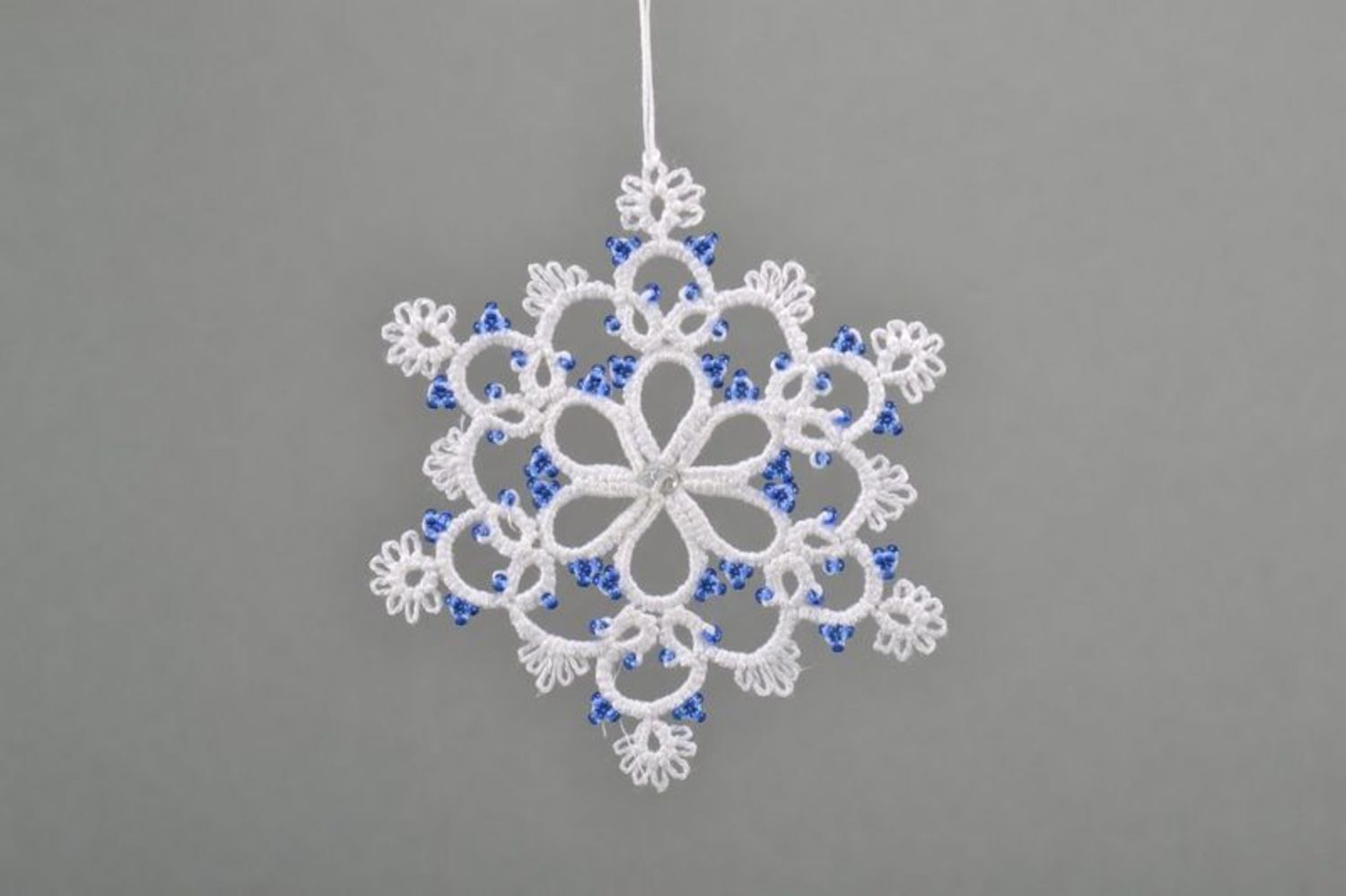 Christmas tree lace hanging decoration made of cotton Snowflake photo 2