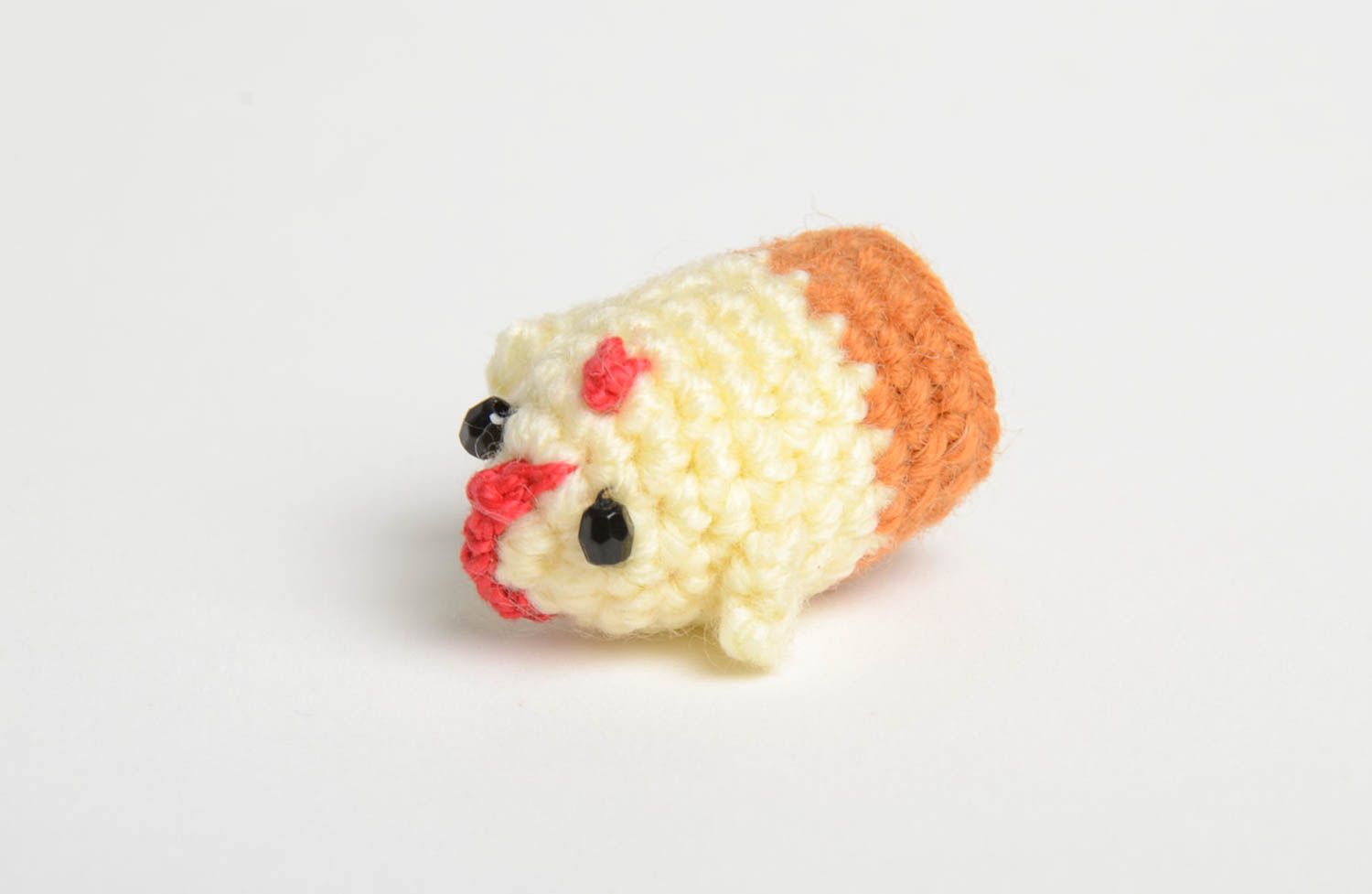 Handmade figurine of chick unique designer crocheted toy present for children photo 4