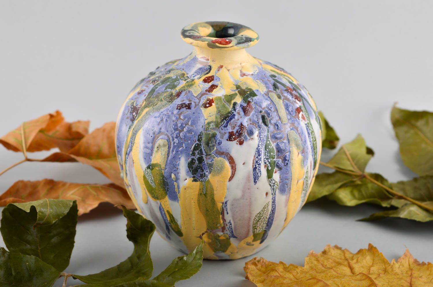 Ваза для декора ручной работы красивая ваза глиняная интересная декор для дома фото 1