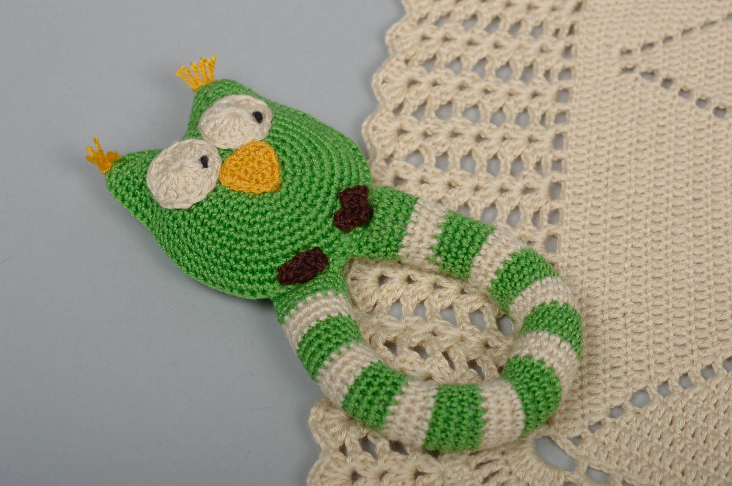 Couverture bébé Doudou hibou faits main tricotés au crochet Cadeau pour bébé photo 2