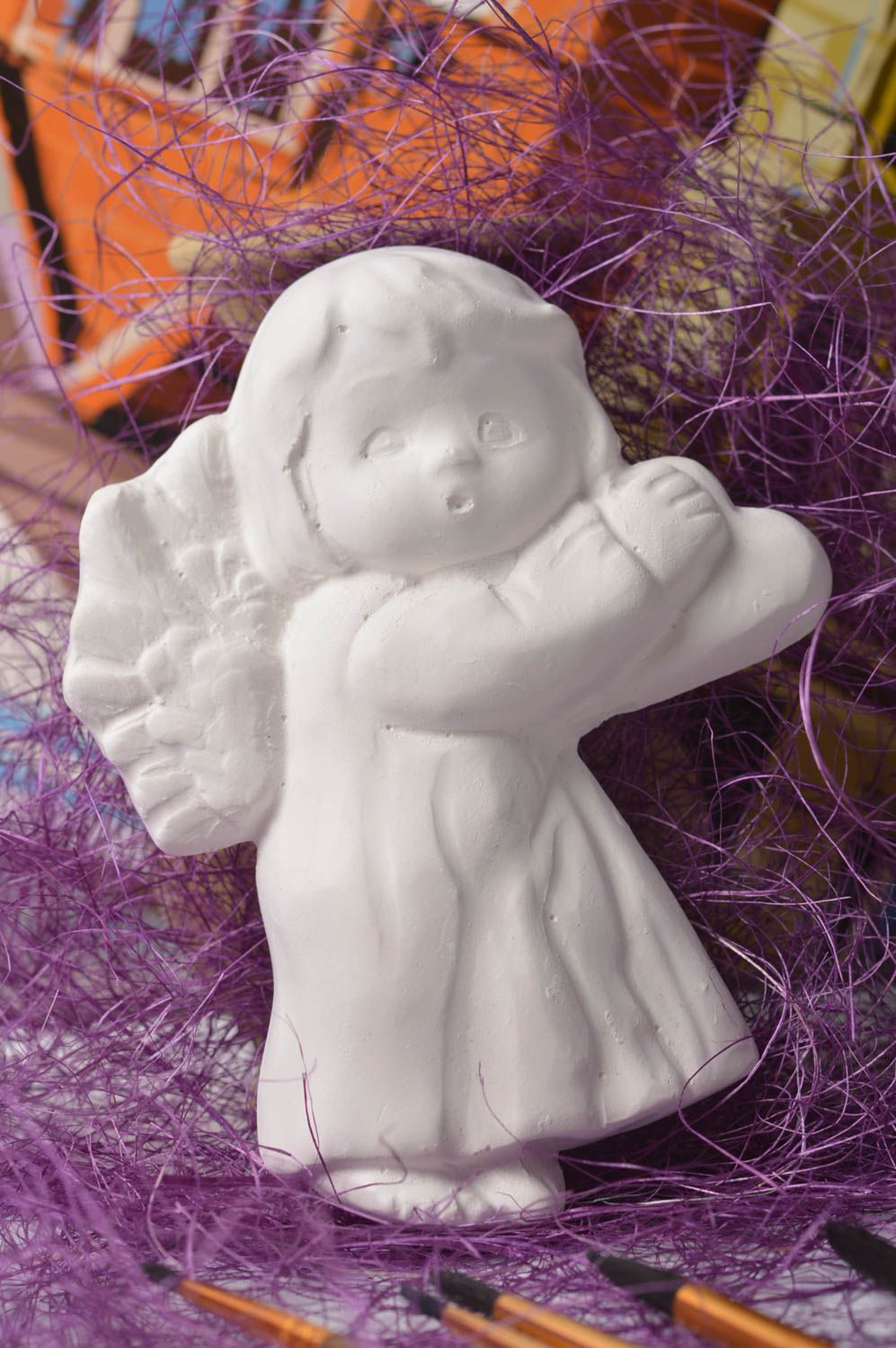 Figurine ange faite main Figurine en plâtre à accrocher Loisirs créatifs photo 1