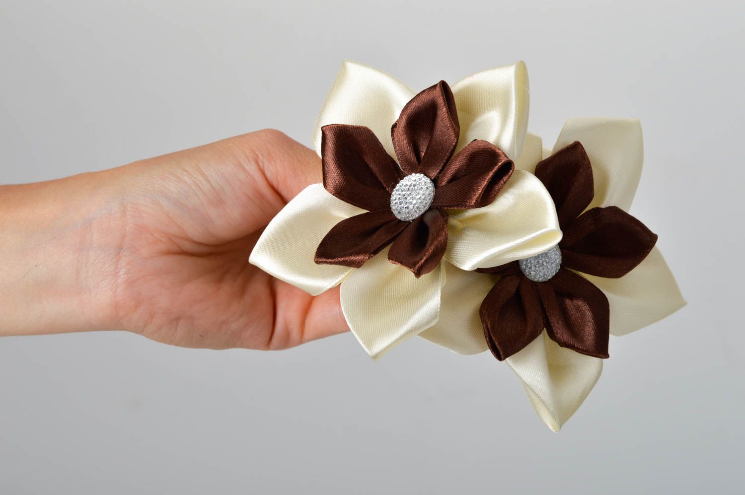Handmade flower scrunchie hair tie for kids hair scrunchie small gifts photo 5