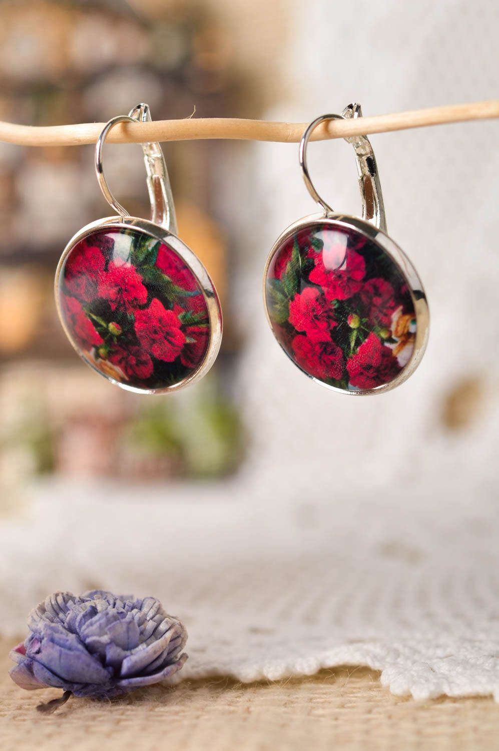Handmade designer round earrings stylish cute jewelry metal earrings gift photo 5