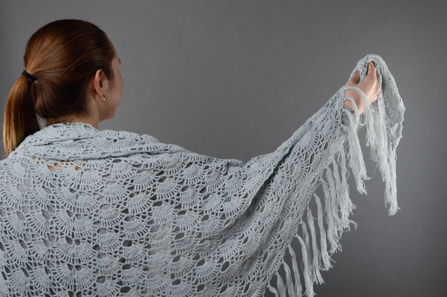 Light lacy crochet shawl photo 3