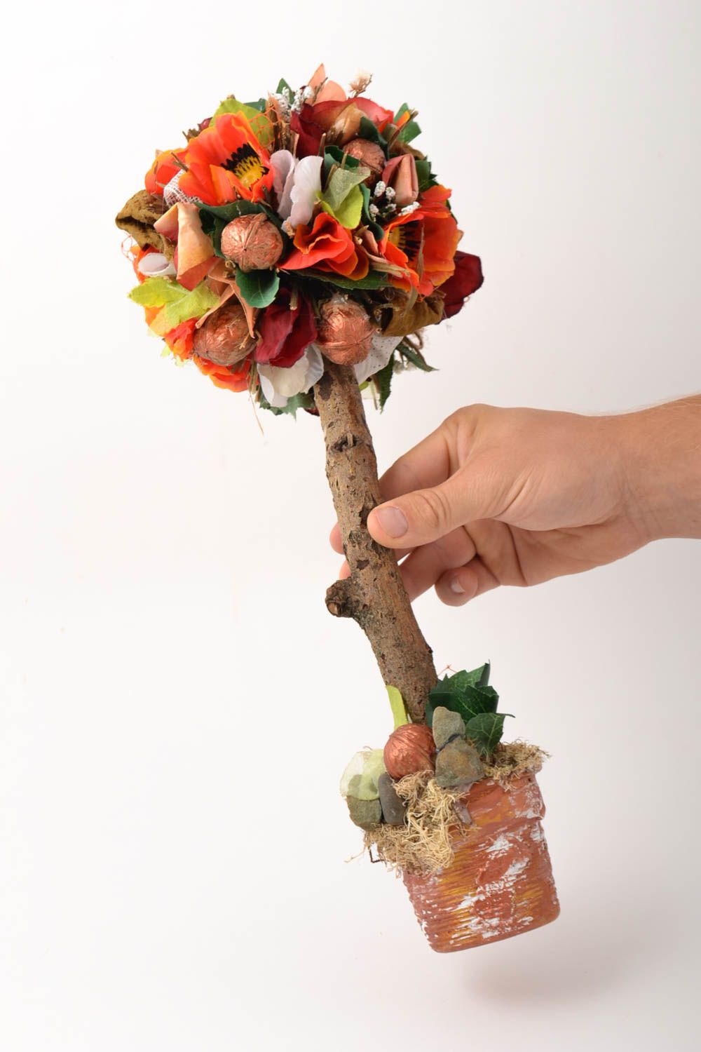 Topiario per la casa fatto a mano albero decorativo di fiori artificiali
 foto 5