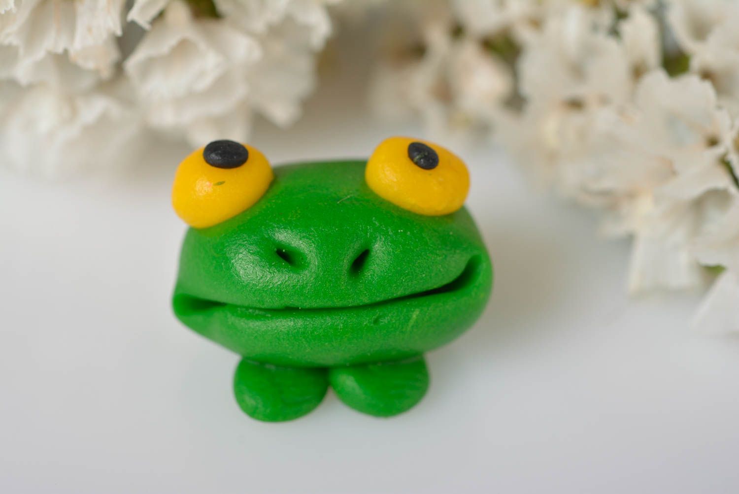 Polymer clay figurine ceramic frog statuette handmade interior decoration photo 3