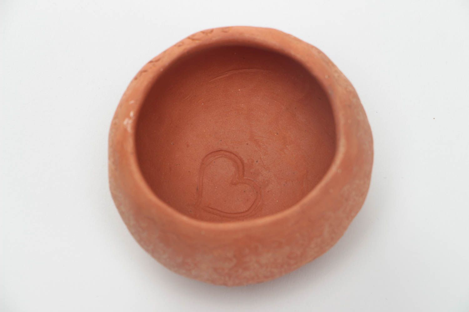 Salière d'argile faite main marron originale petit pot ornementé style ethnique photo 2