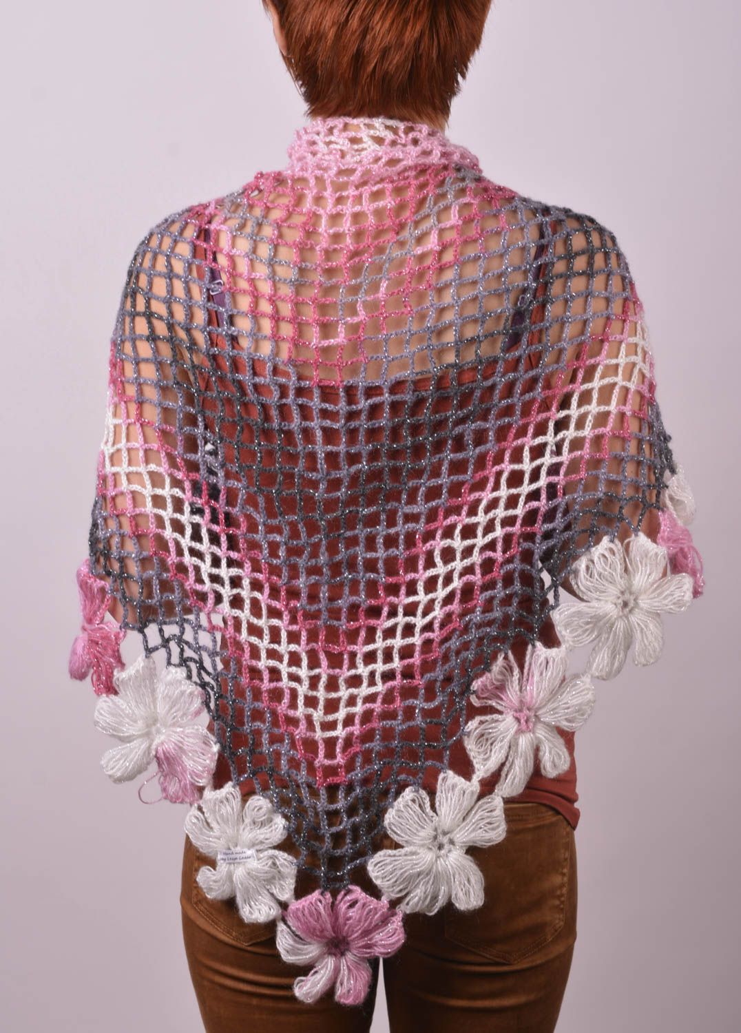 Handgefertigt Designer Schal Damen Stola Geschenk für Frauen gehäkelt rosa foto 1