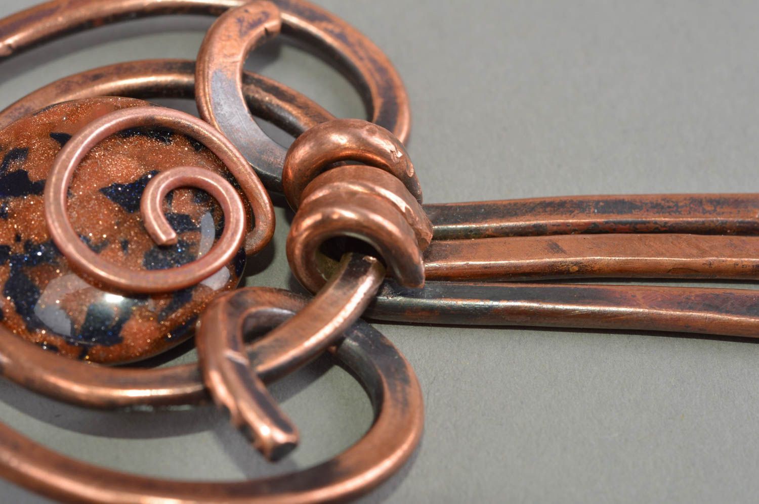 Colgante de cobre con aventurina bisutería artesanal accesorio para mujer  foto 5