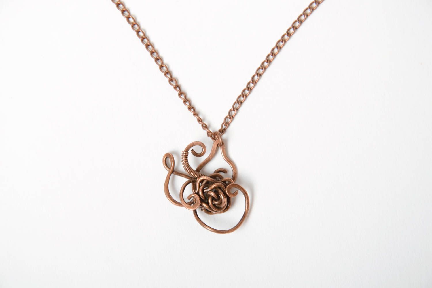 Beautiful stylish handmade wire wrap copper pendant unusual designer jewelry photo 5