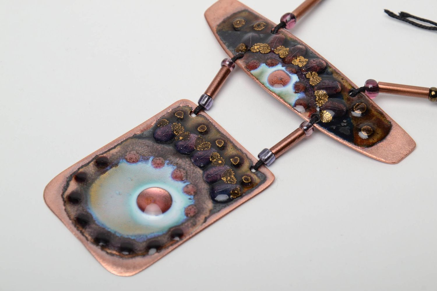 Handmade copper pendant painted with enamels photo 4