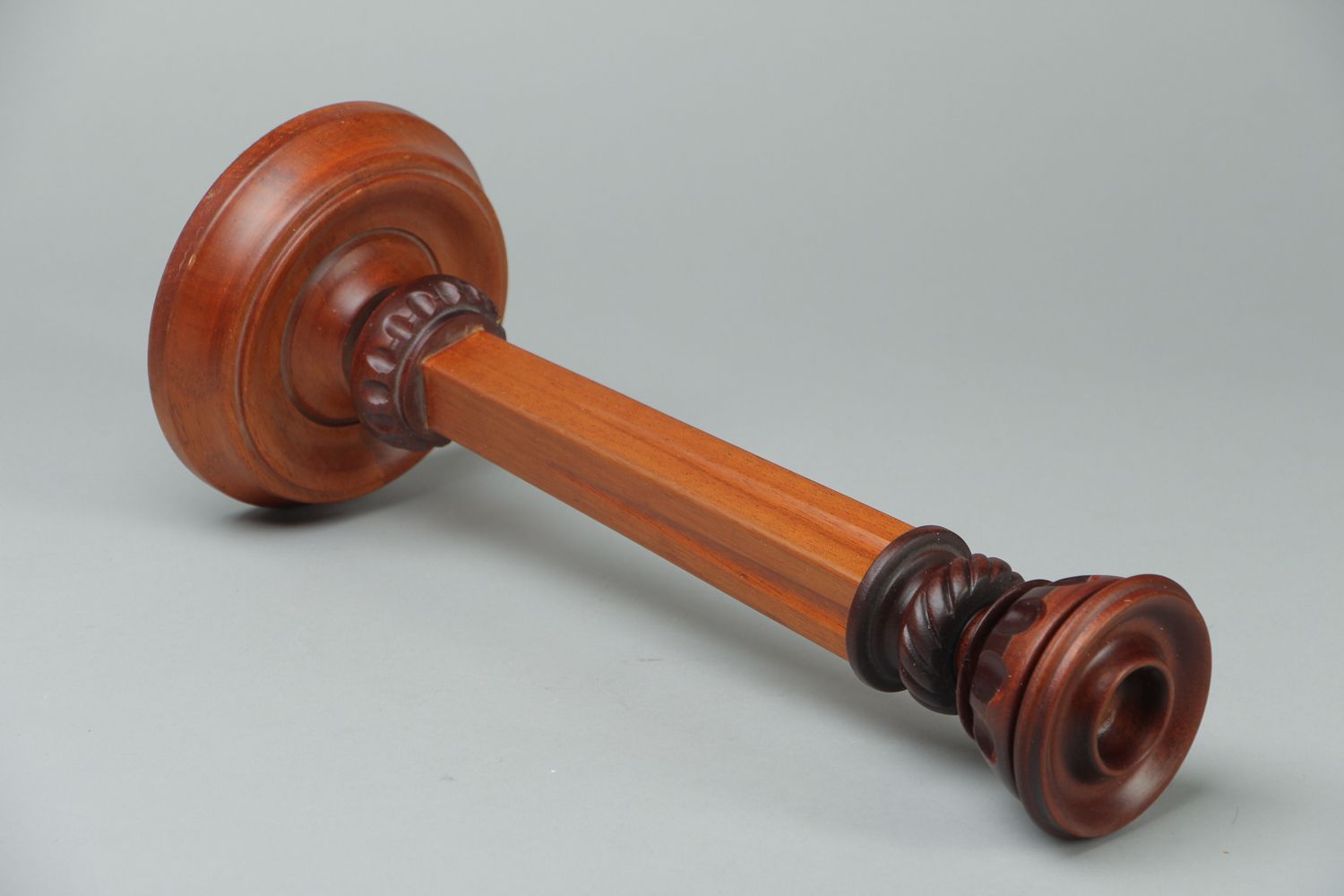 Beautiful carved wooden candlestick photo 3