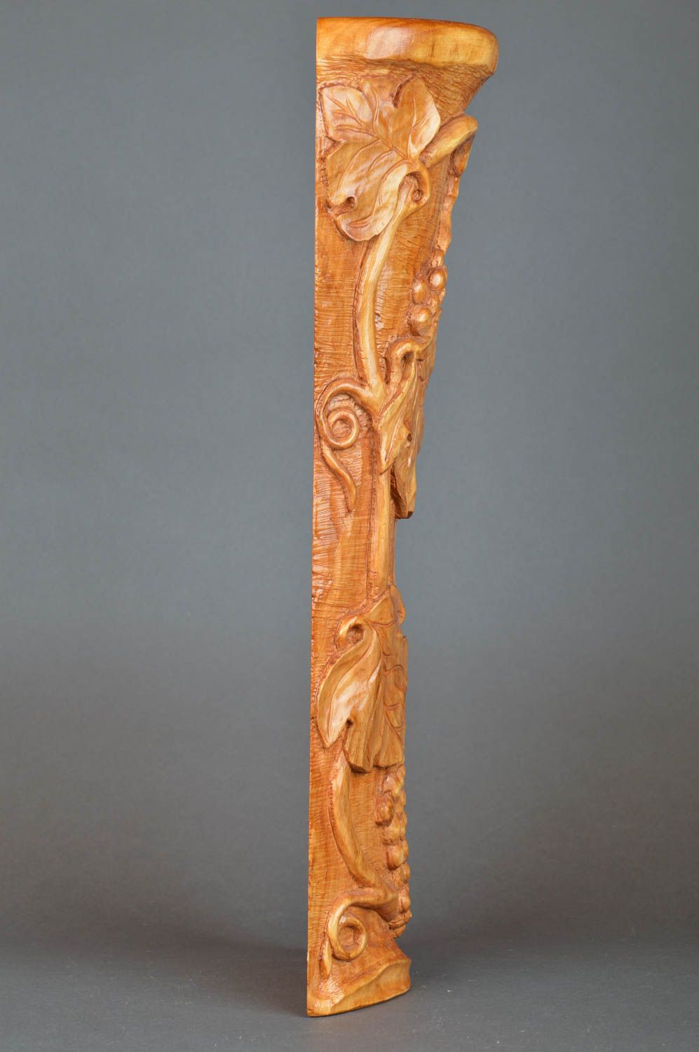 Objet sculpté en bois verni brun fait main joli original décoratif Vigne photo 5