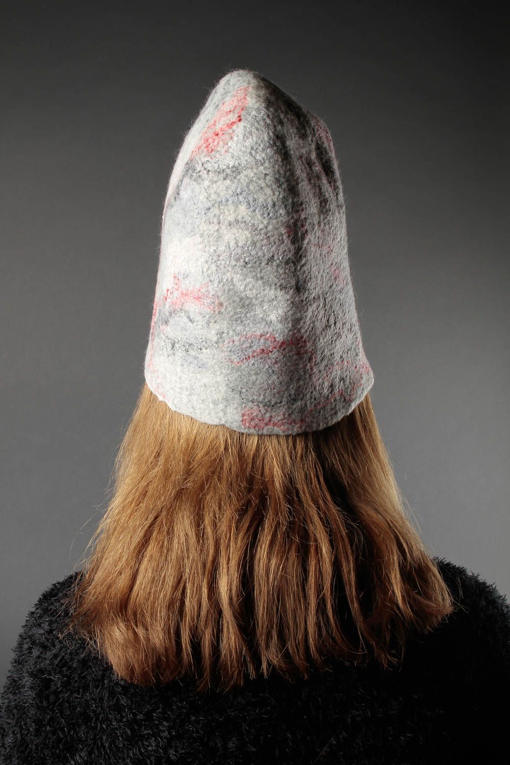 Grey handmade hat winter hat handmade woolen hat felt hat for women gift for gir photo 1