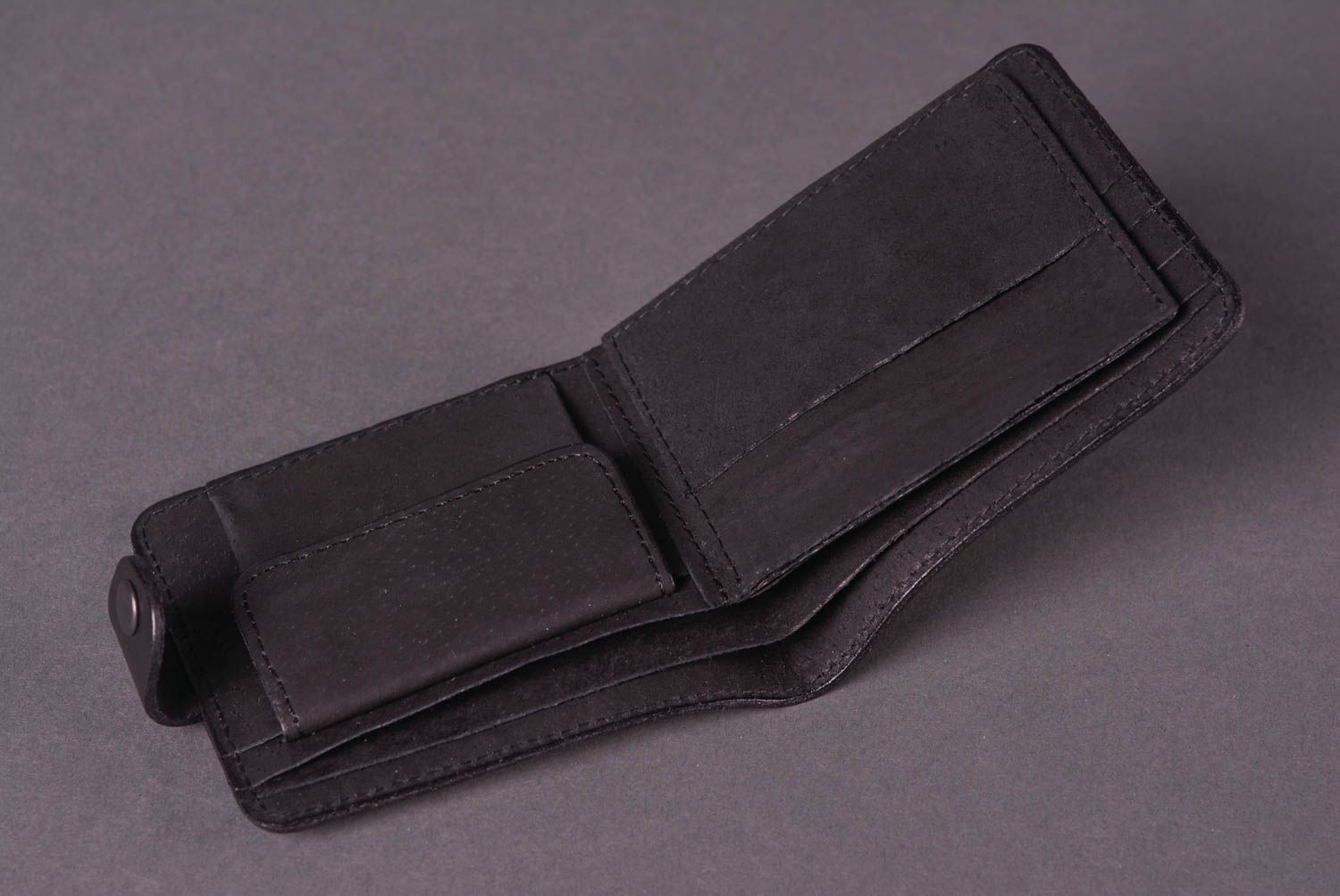 Мужское портмоне ручной работы черный аксессуар для мужчин кожаный кошелек фото 4