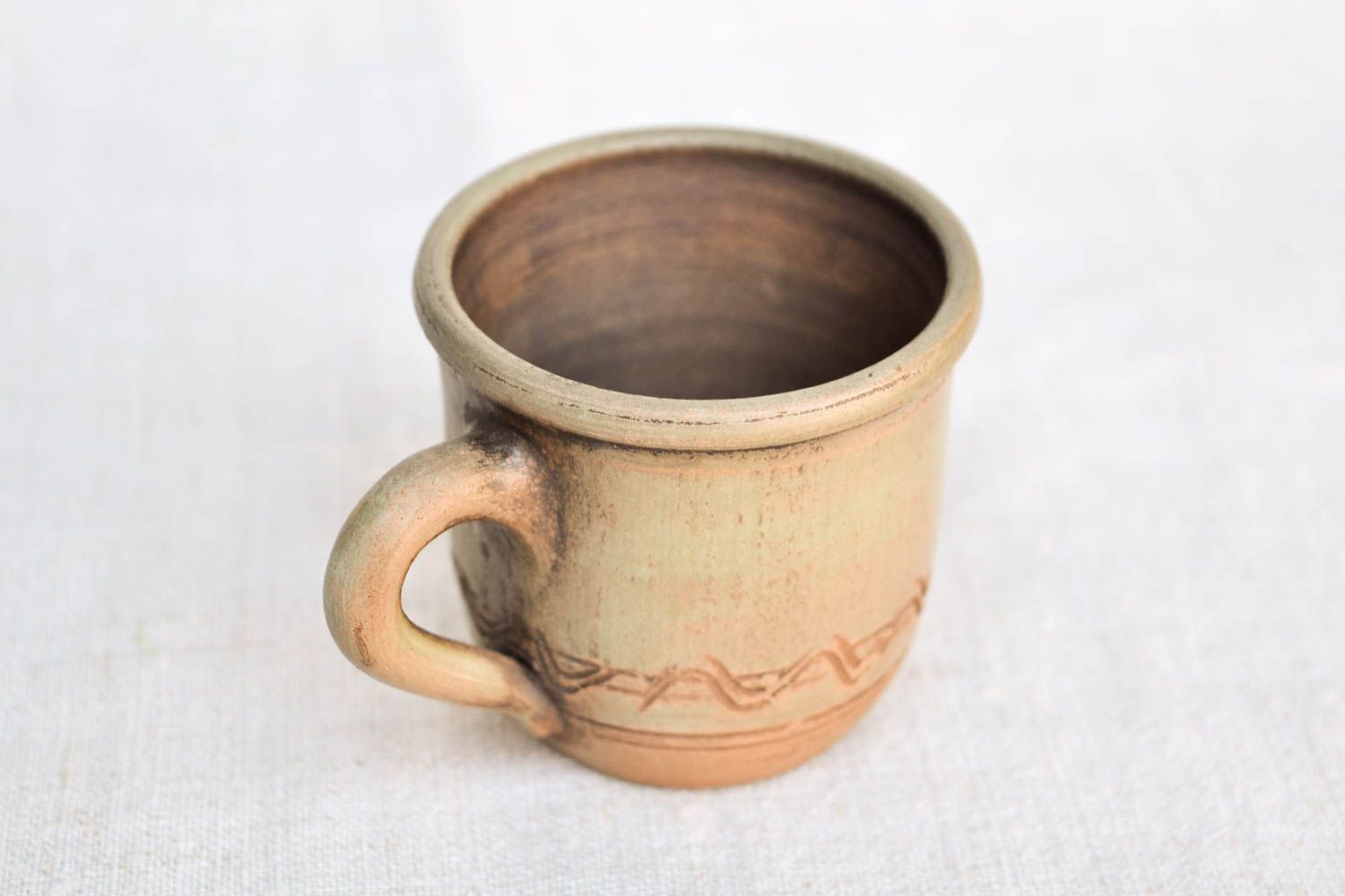 Глиняная чашка ручной работы кофейная чашка с росписью кофейная посуда 100 мл фото 4