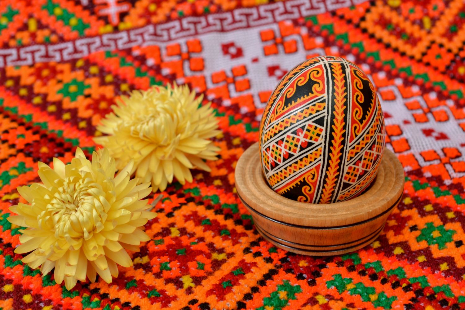 Пасхальное яйцо с росписью красками декоративное фото 1