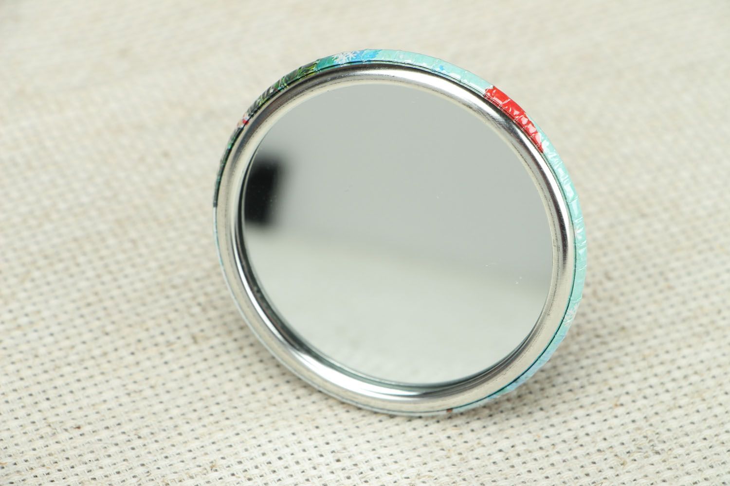 Miroir de poche fait main accessoire original pour fille avec impression photo photo 3