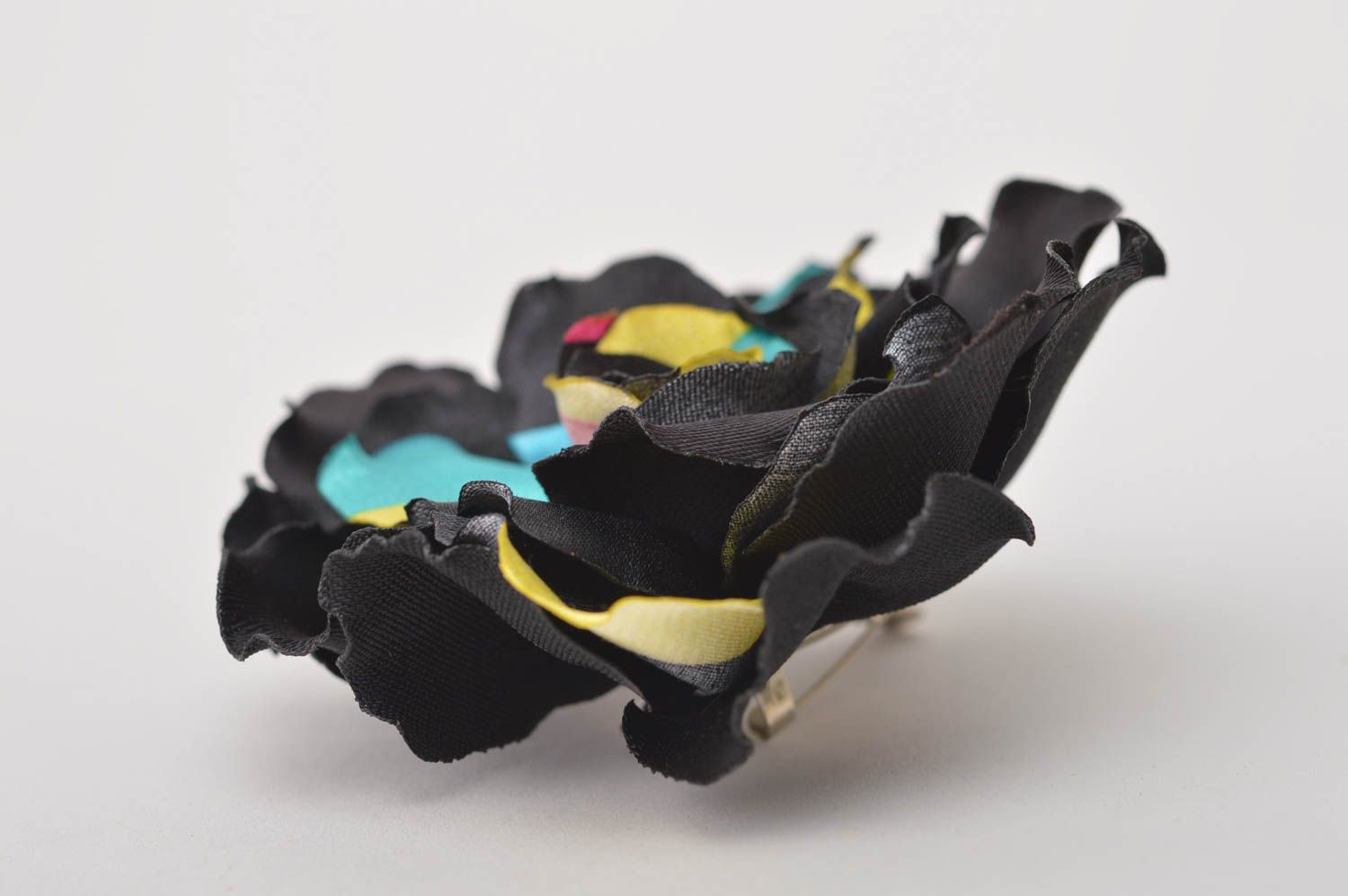 Украшение ручной работы заколка-брошь украшение трансформер с черным цветком фото 3
