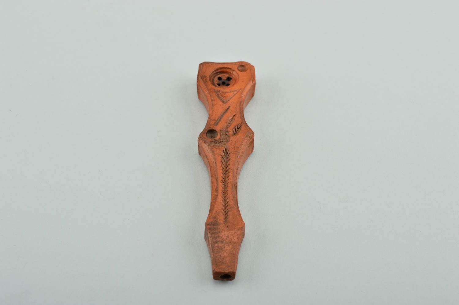 Pipe en argile faite main Accessoire fumeur marron design Cadeau pour homme photo 5