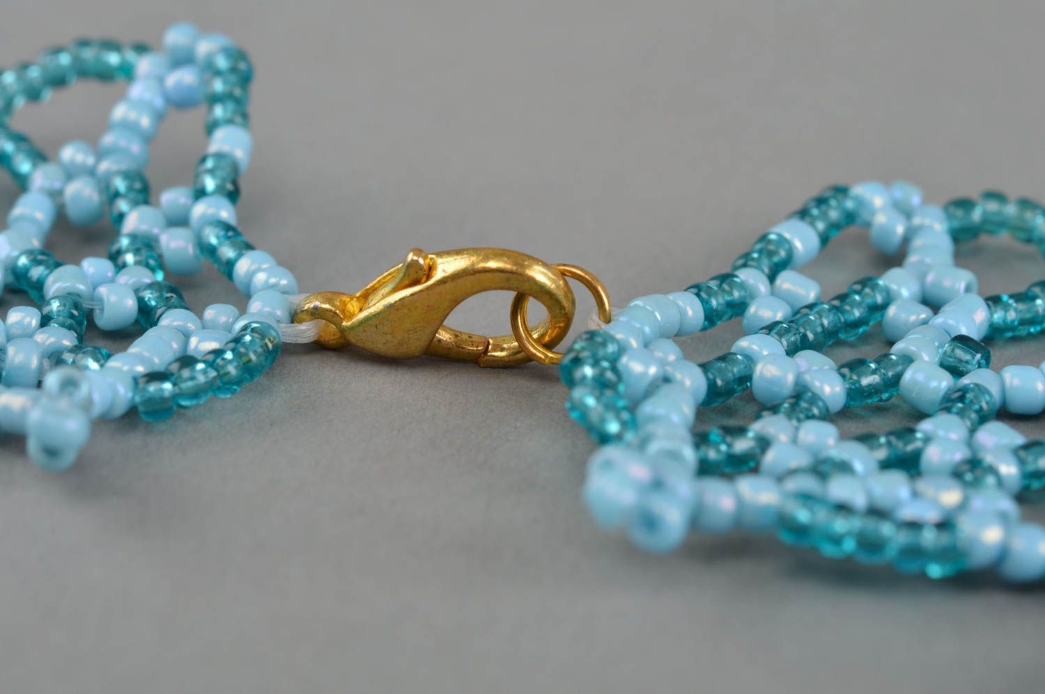Glasperlen Halskette in Blau Designer Collier handmade zart elegant stilvoll foto 4