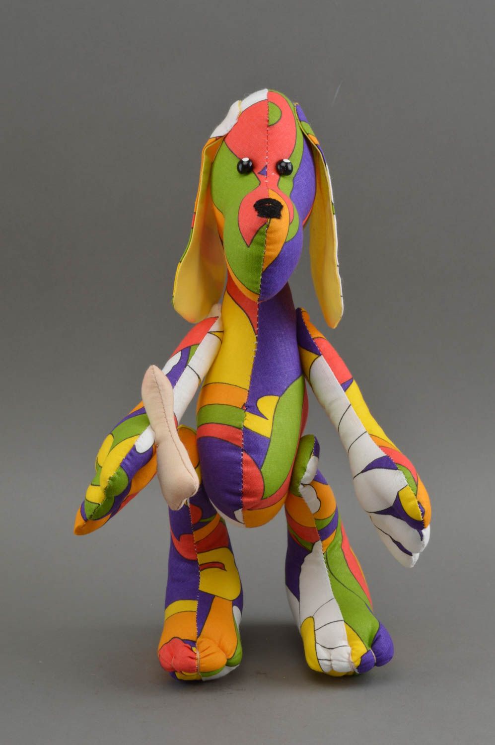 Juguete artesanal de tela peluche para niños regalo original multicolor perro foto 2