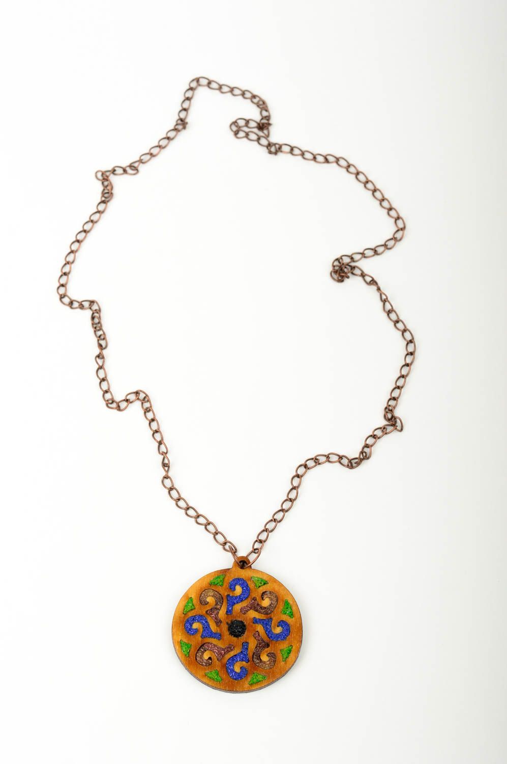Handmade pendant necklace wooden jewelry designer accessories unique jewelry photo 1