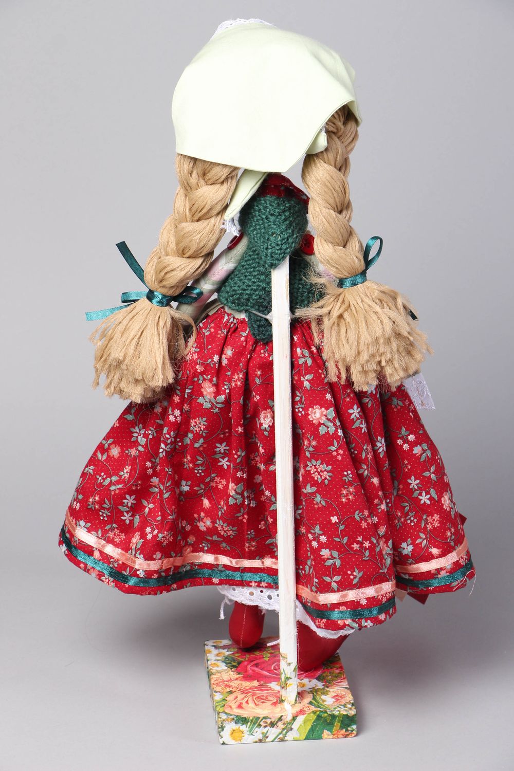 Handmade fabric doll with stand photo 3