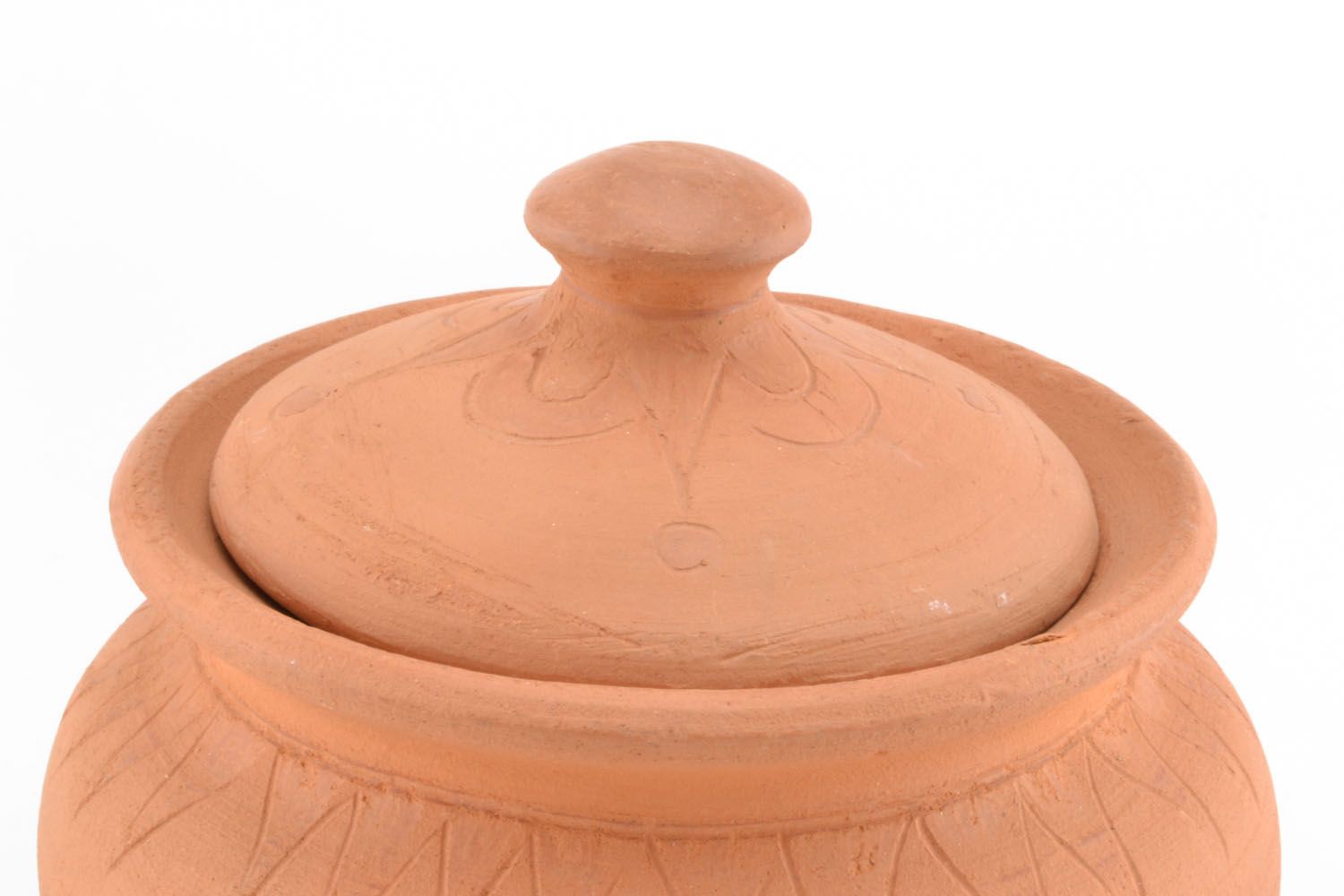 Pot avec couvercle en argile artisanal  photo 3