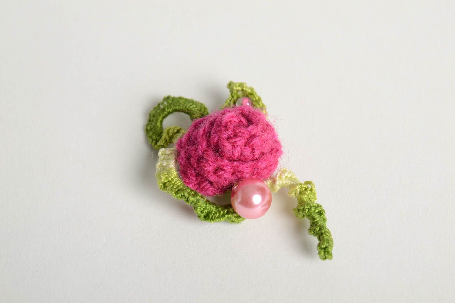 Broche fleur Bijou fait main fils coton laine crochet Accessoire femme photo 3