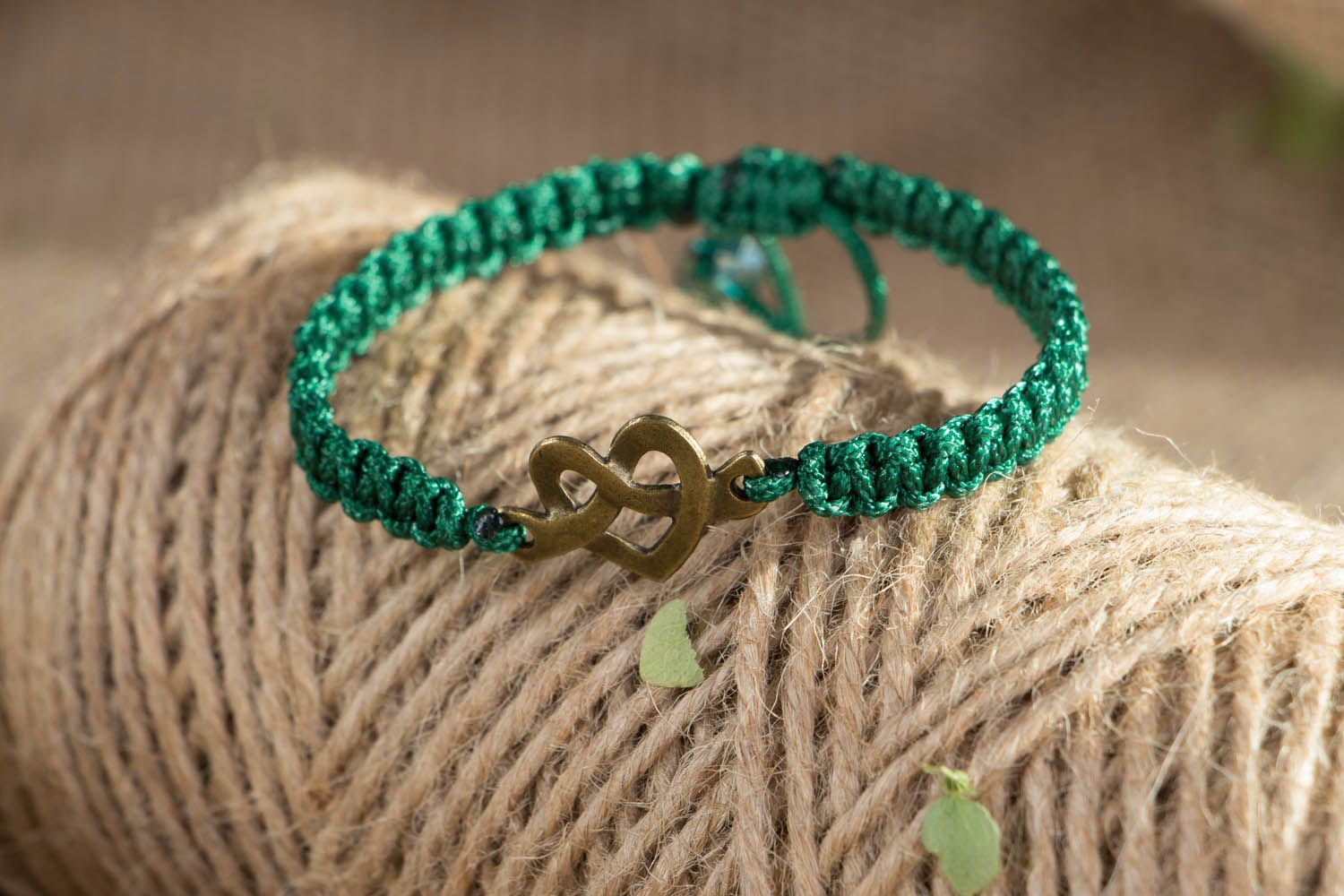 Bracelet fait main vert original Cœur photo 1