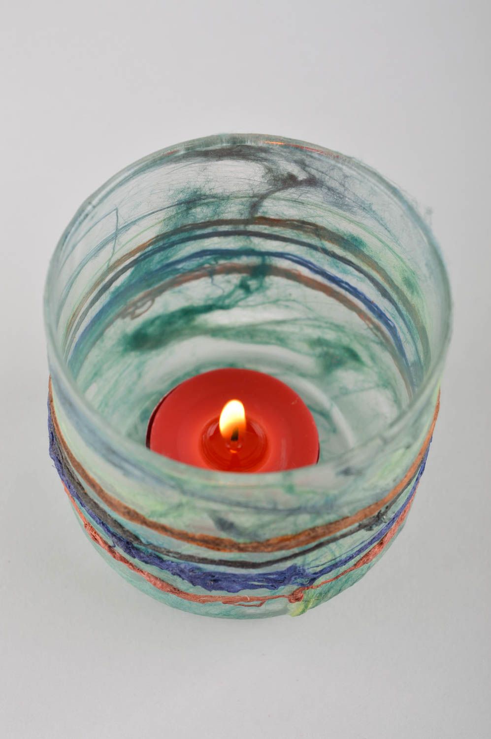 Handmade home decor class candle holder glass candlestick housewarming gift idea photo 2