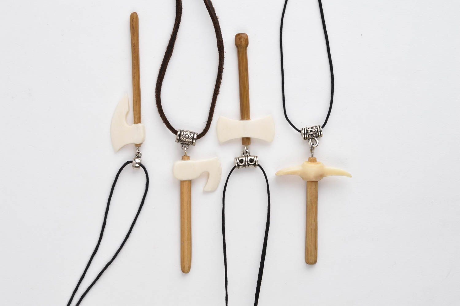 Bone fashion jewelry beautiful handcrafted pendant necklace unusual instruments photo 5