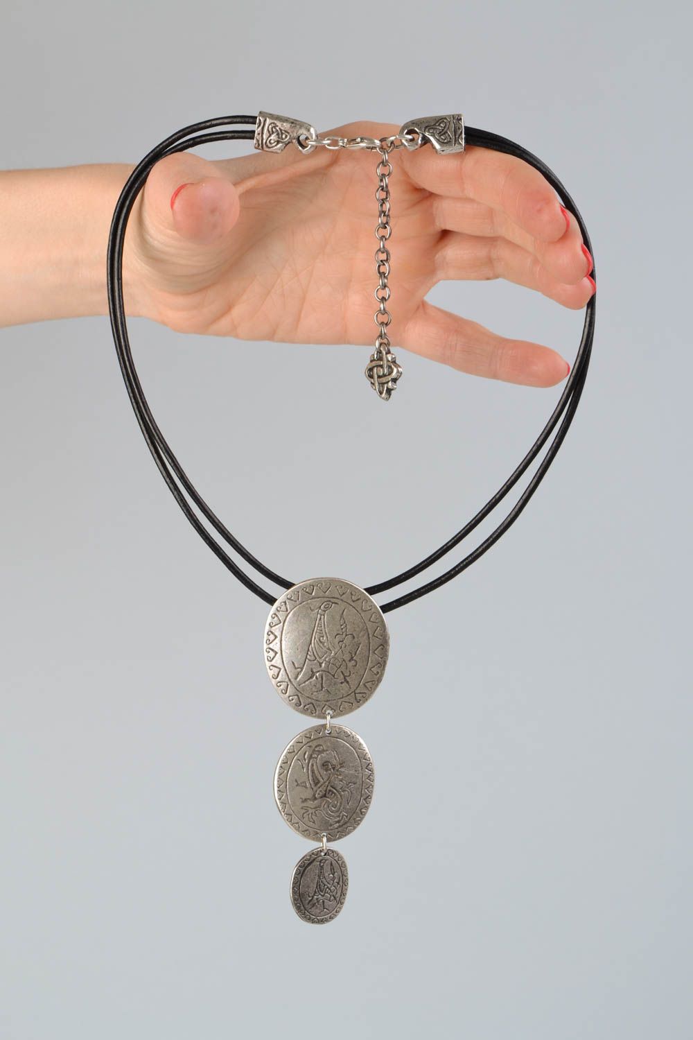 Metal necklace made using chill casting technique Scythian Crane photo 2