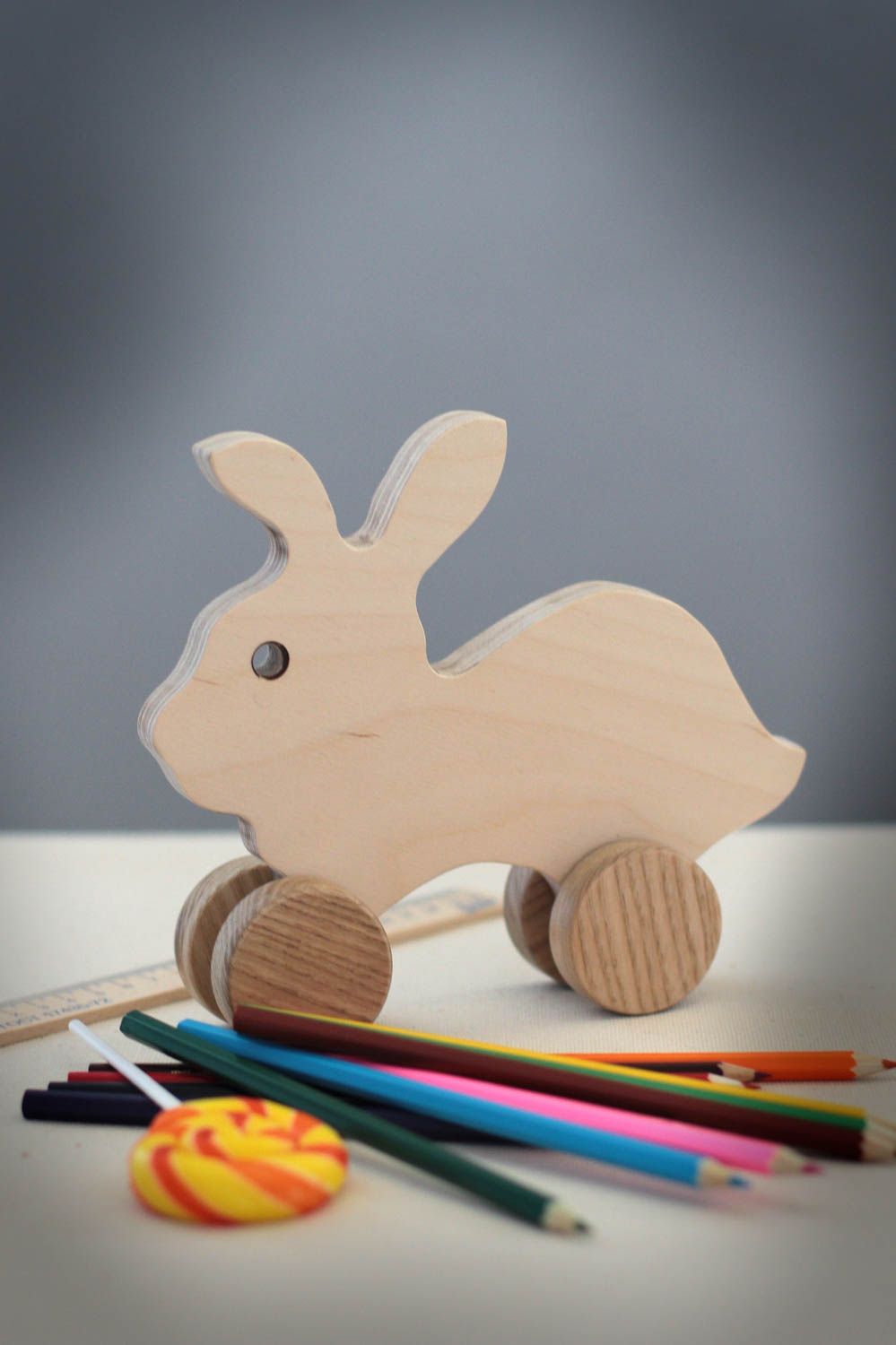 Handmade cute wooden toy unusual souvenir for kids designer wooden toy photo 1