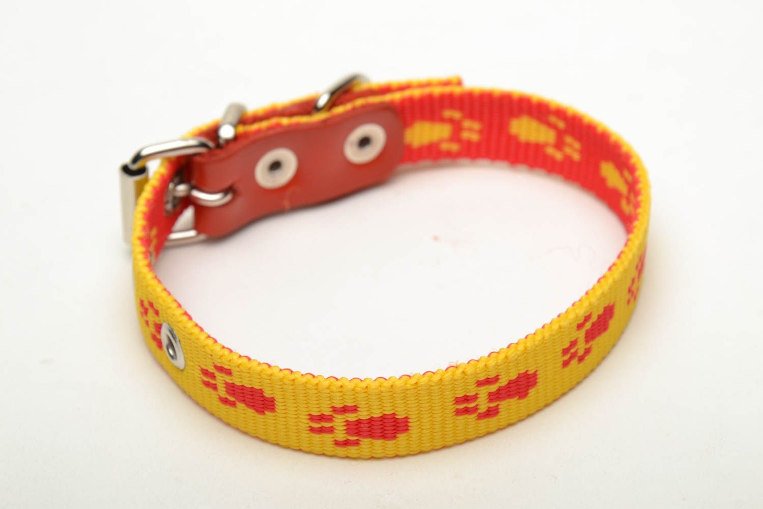 Yellow capron fabric dog collar photo 3