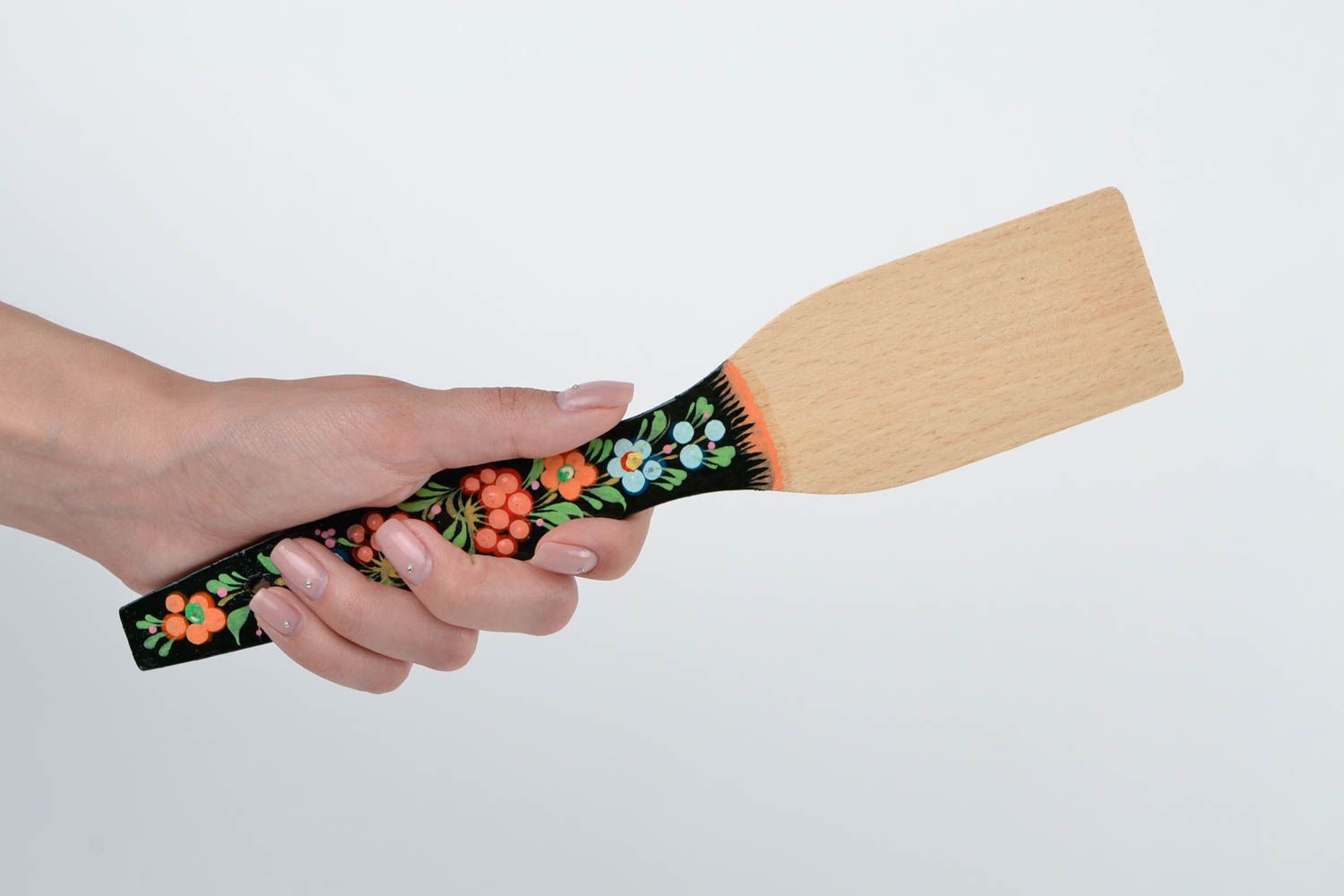 Деревянная лопатка для кухни с расписной ручкой декоративная ручной работы фото 2