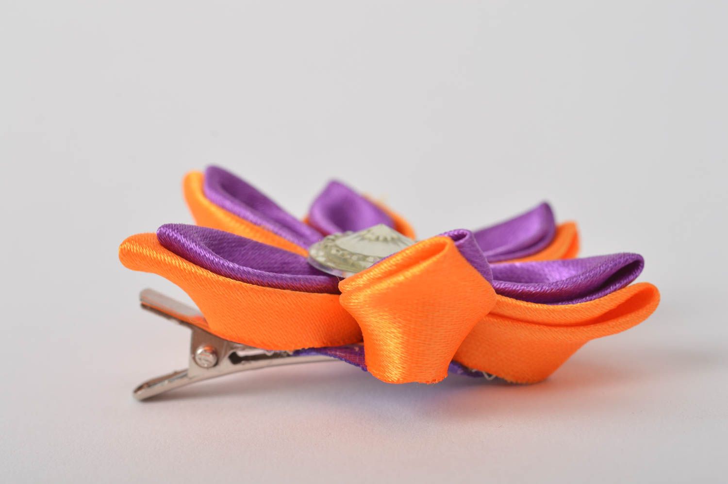 Violett orange Blume Haarspange handgemachter Schmuck Accessoires für Mädchen foto 3