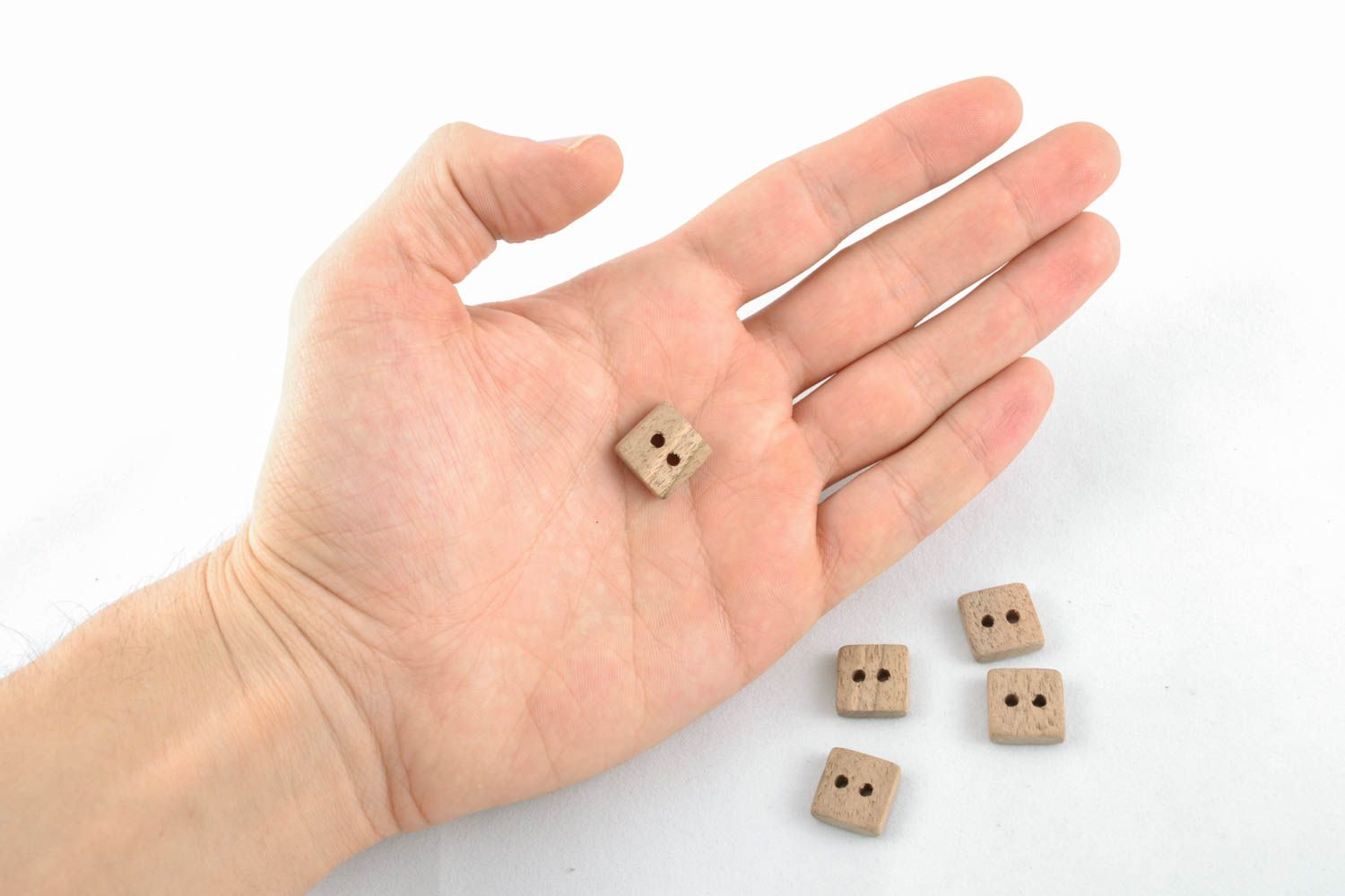 Set of wooden square buttons photo 4