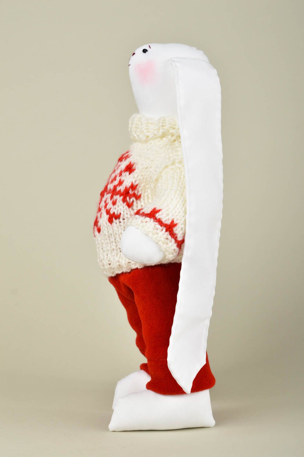 Peluche lapin en pull Jouet fait main en coton original Cadeau pour enfant photo 2