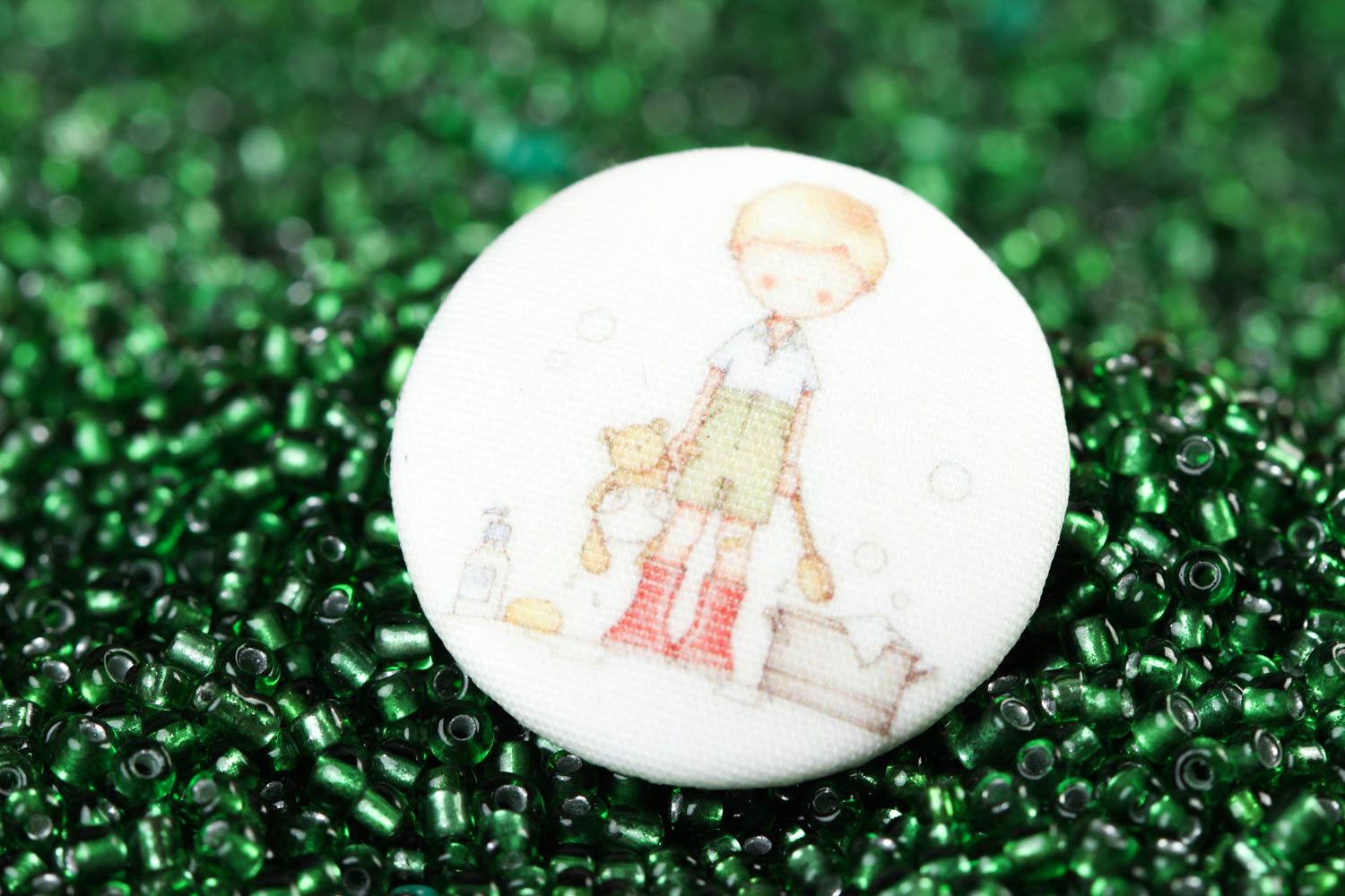 Stylish handmade plastic button printed fabric button handmade accessories photo 1